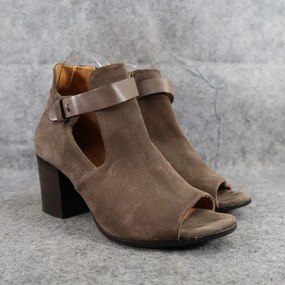 Alberto Fermani Shoes Womens 39 Booties Fashion Leather Cutout Open Toe Brown